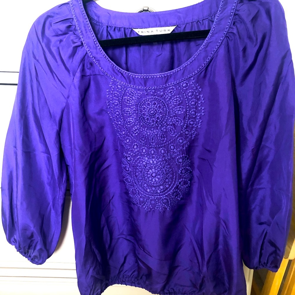 Trina Turk silk blouse , petite size P